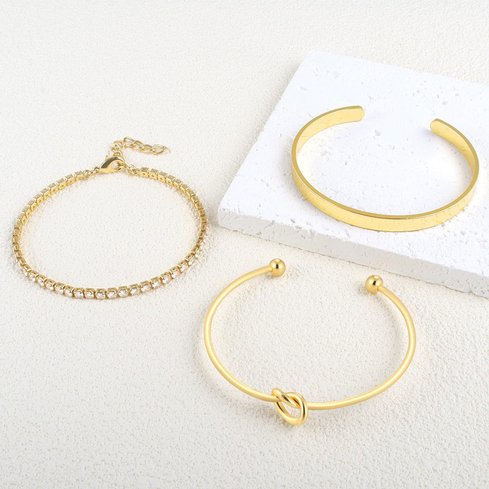 European and american cross-border fashion minimalist stainless steel heart knot bangle geometric claw chain tennis chain women's bracelet