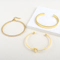 European and american cross-border fashion minimalist stainless steel heart knot bangle geometric claw chain tennis chain women's bracelet