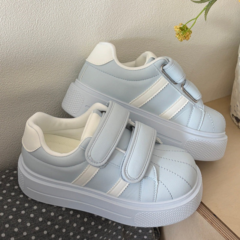 Shell toe thick sole sneakers women's velcro white shoes casual shoes women's shoes 2026new arrivalspring height increasing german training shoes