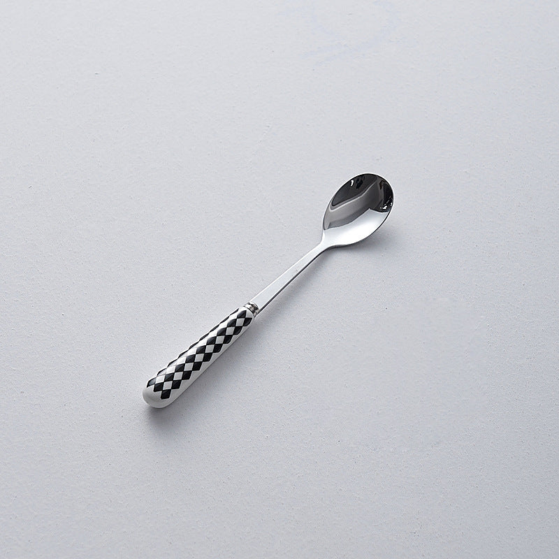 Minimalist ceramic handle cutlery set - polka dot design stainless steel tableware - creative, high-value steak knife and fork wholesale