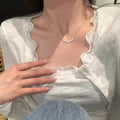 Luxury zircon star choker necklace - x857 silver