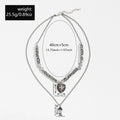 Hip-hop trendy versatile skull pendant necklace - statement layered metal heart cross men's necklace