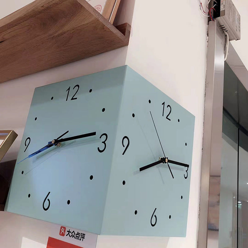 Simple and creative corner double-sided wall clock, two-sided clock, wall clock, living room silent popular corner clock neutral
