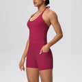 European and american new style strappy back tight sports shorts quick-dry yoga outfit set outdoor casual running fitness apparel