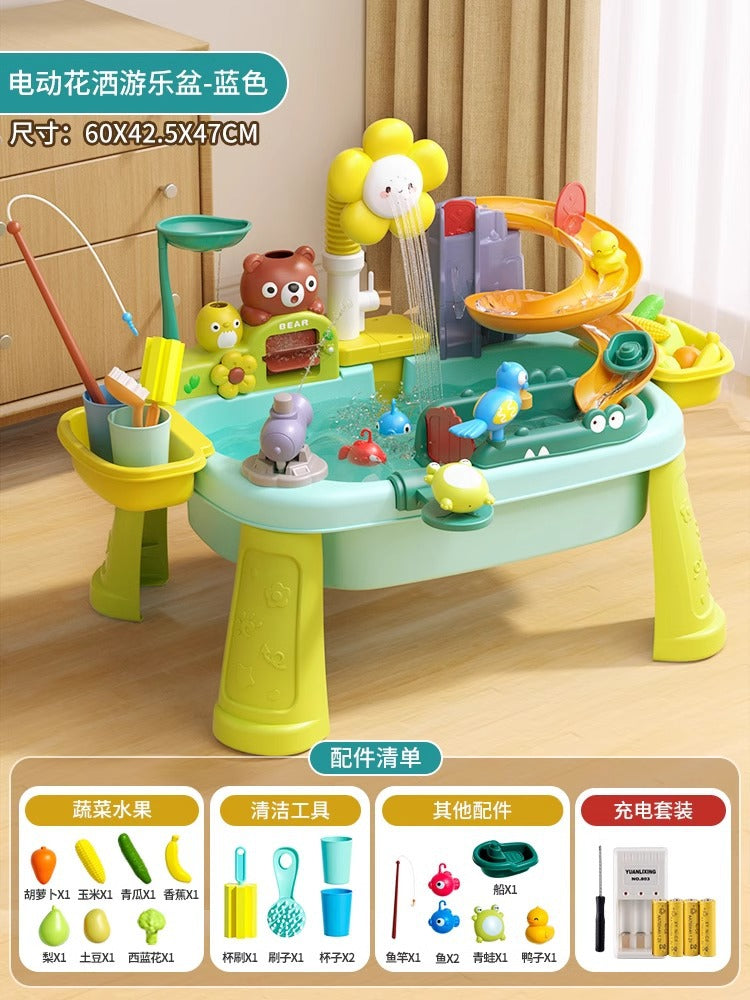 New summer water toys for kids: multifunctional water park with fishing pool, electric faucet, dishwasher, and magnetic features
