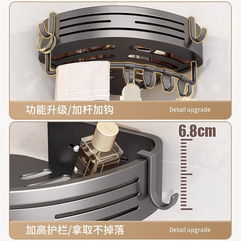 Gun gray bathroom triangle storage rack toilet sink wall hanging storage punch-free bathroom space aluminum corner basket