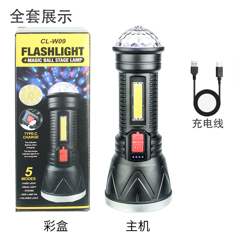 Cross-border strong light flashlight  popular USB charging outdoor camping emergency multi-functional home lighting