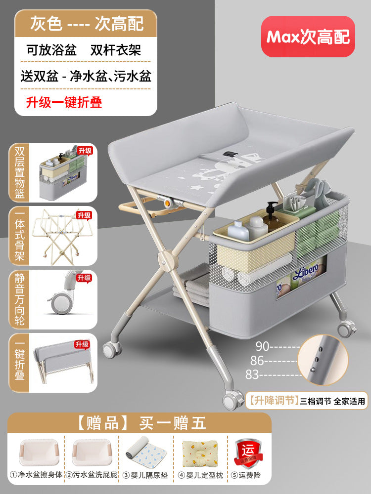 Changing table - multifunctional foldable baby care station for diaper changing, massage, bathing, and newborn care