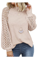 new cross-border  autumn/winter round neck long sleeve lace patchwork loose top for women