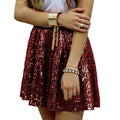new european and american style sparkly high-waisted slimming pleated skirt with sequins and elastic waistband for women - perfect for cross-border e-commerce on  and