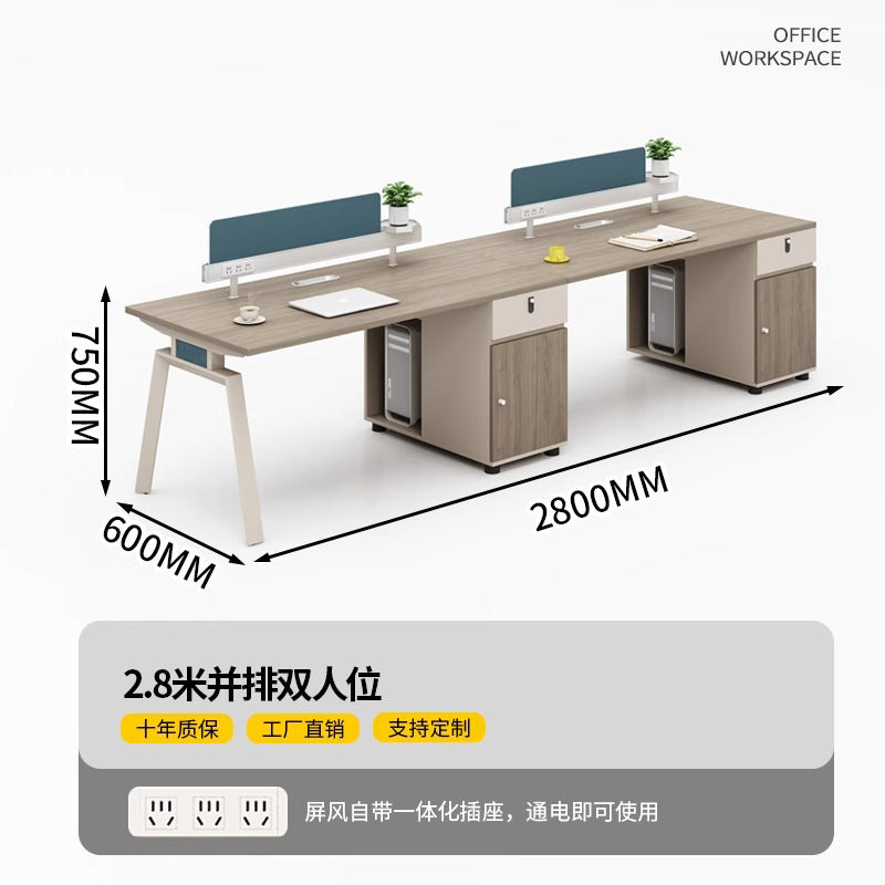 Executive office desk and chair set - modern minimalist furniture - four-seat workstation - office desk