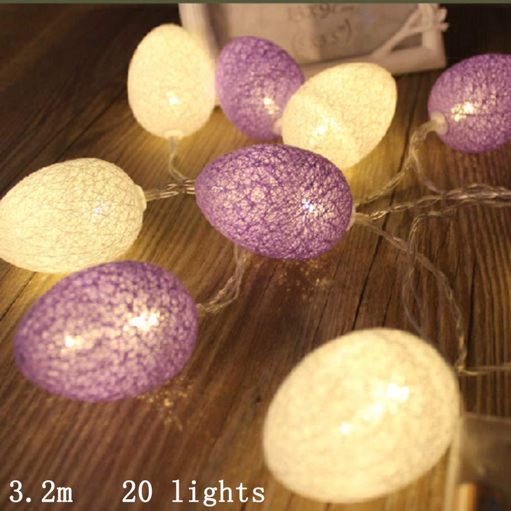 2023 Cross-border Easter Egg Light String Thai Cotton Thread Ball Small Color Light Battery Color Egg Light Creative
