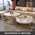 Rock slab coffee table accessible luxury modern casual round small apartment tea table living room for home tea table new arrival normcore marble