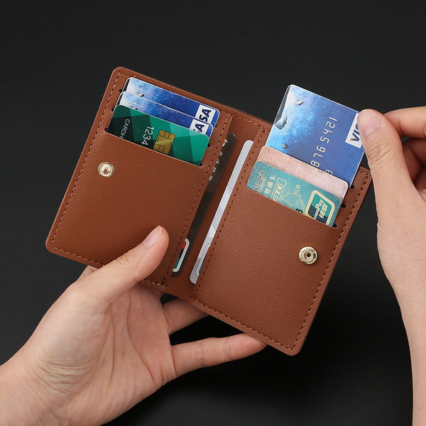 Cross-border short simple card holder, men's and women's real soft leather wallet, retro ultra-thin women's wallet, driver's license, bank card package batch