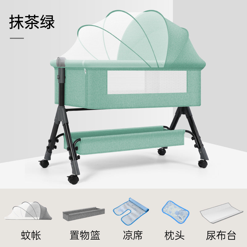 Baby crib convertible bed mobile foldable multifunctional cradle newborn bedside bed cross-border hot-selling baby bed