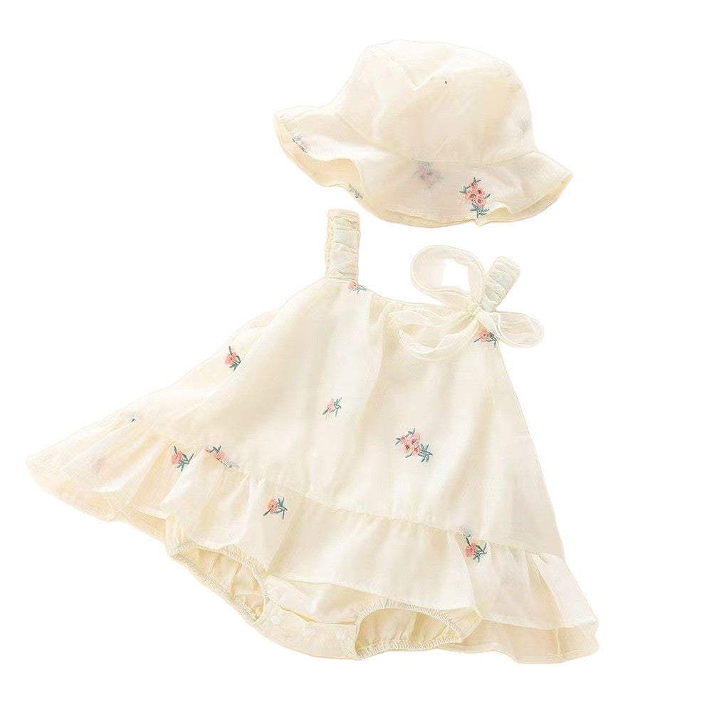 Baby girl summer outfit: cute princess romper dress - lightweight, sleeveless, perfect for first birthday!