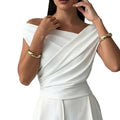 new women's summer collection: cross-border fashion, european & american style, casual, versatile, solid color, irregular design top