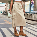 European and american women's clothing  cross-border foreign trade  new arrival denim tie backworkwear skirt casual mid-length skirt trendy