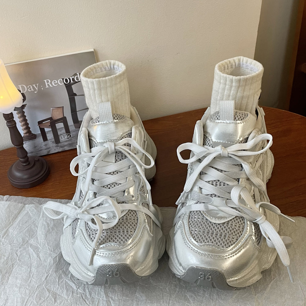 Hong kong style retrobest selling dad shoes for women 2026new arrival small breathable round toe lightweight thick sole dirty sneakers