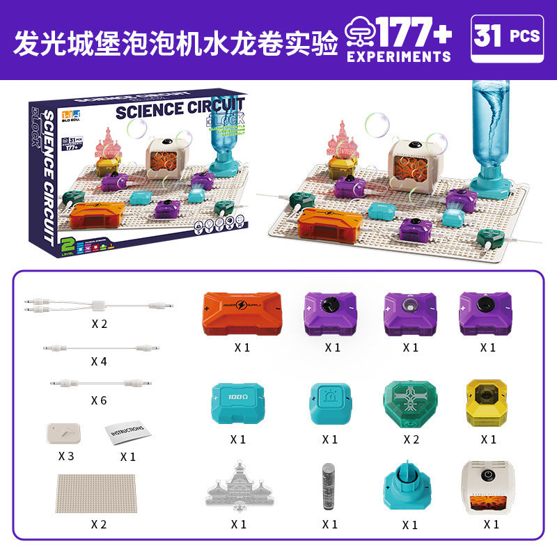 Children's educational electronic building blocks - science & physics light-up circuit mini experiments - electrical circuit board - level 2