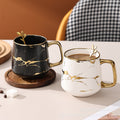 Nordic-style, gold-traced marble ceramic mug – a high-end choice for office afternoon tea, milk, or coffee