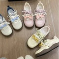 Summer mesh breathable casual shoes 2026 new versatile niche sports shoes chunky sole bowknot white sneakers for women