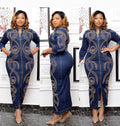 supply manufacturers direct sales african fashionfashion silm elastic denim silm hot diamond beaded long skirt big sale