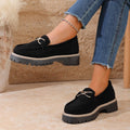 Exportretro cross-border  new spring & fall loafers large size casual frosted british style women's shoes thick heel thick sole