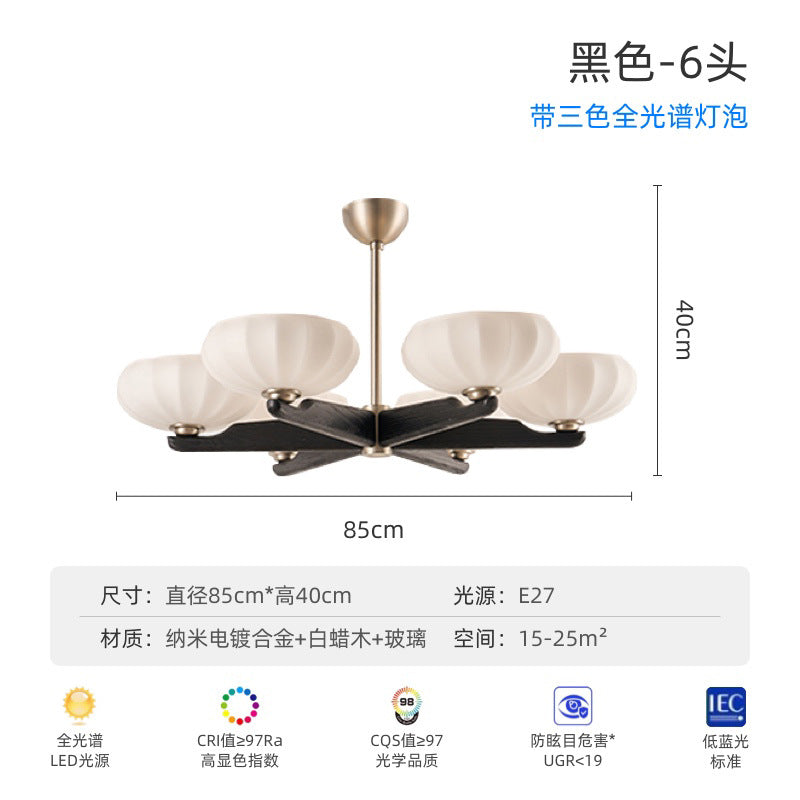 Vintage French living room light Atmospheric American dining room study eye protection light Walnut high-end bedroom chandelier