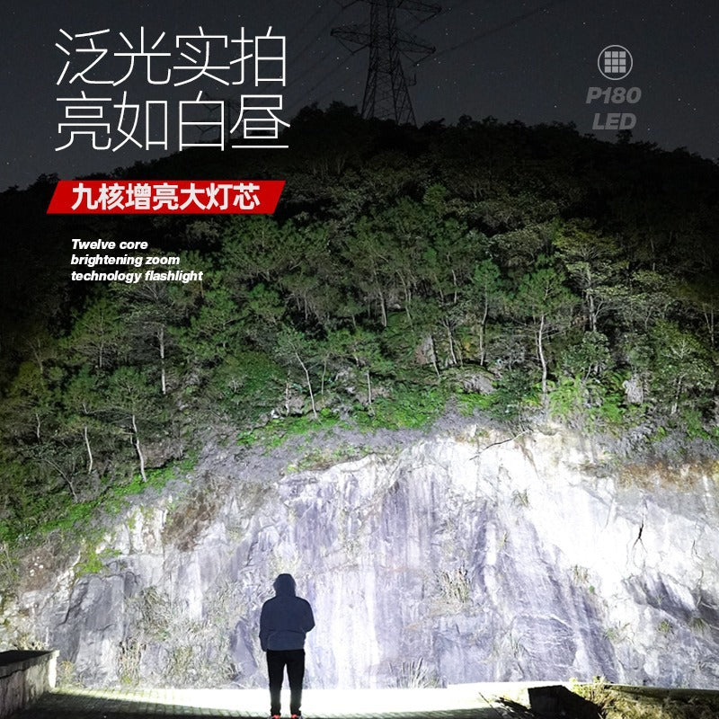 LED flashlight is convenient for charging, remote shooting ABS strong light focusing, outdoor mini multi-function zoom flashlight