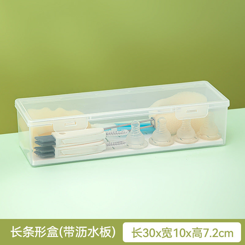 Plastic bottle pacifier grid storage box with lid dustproof desktop transparent molar stick baby toothpaste storage box