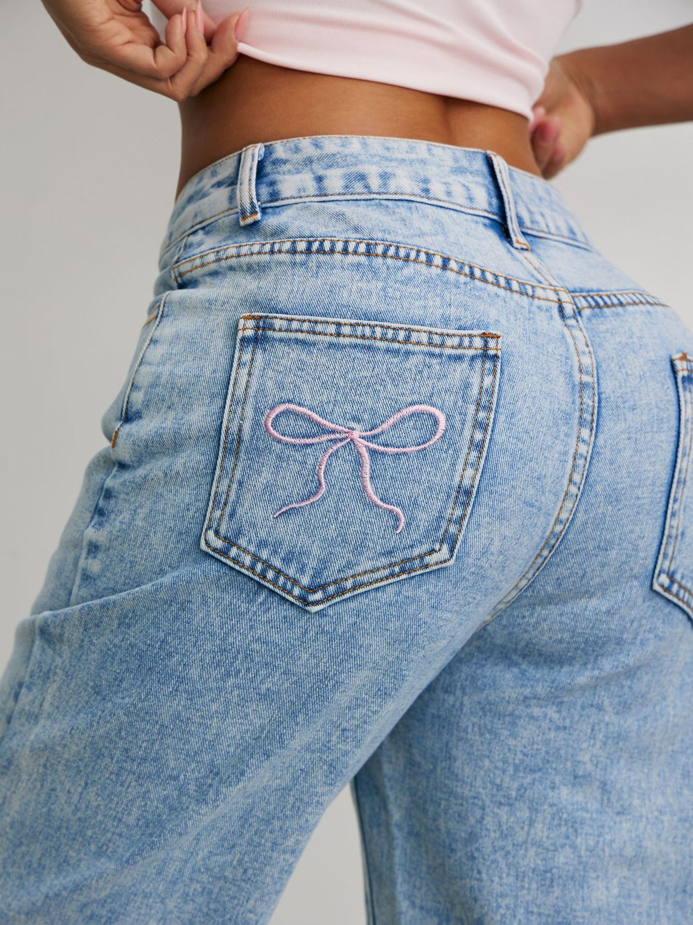 78-65823#  cross-border women's fashion: european and american ins style casual loose straight leg distressed denim jeans