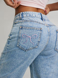 78-65823#  cross-border women's fashion: european and american ins style casual loose straight leg distressed denim jeans