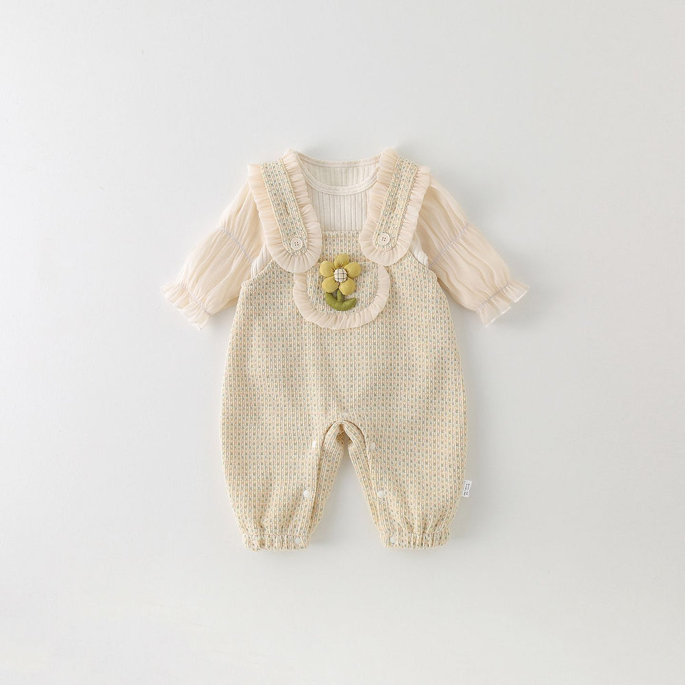 Autumn new arrivals: baby overalls & romper set - stylish & chic floral two-piece outfit for girls