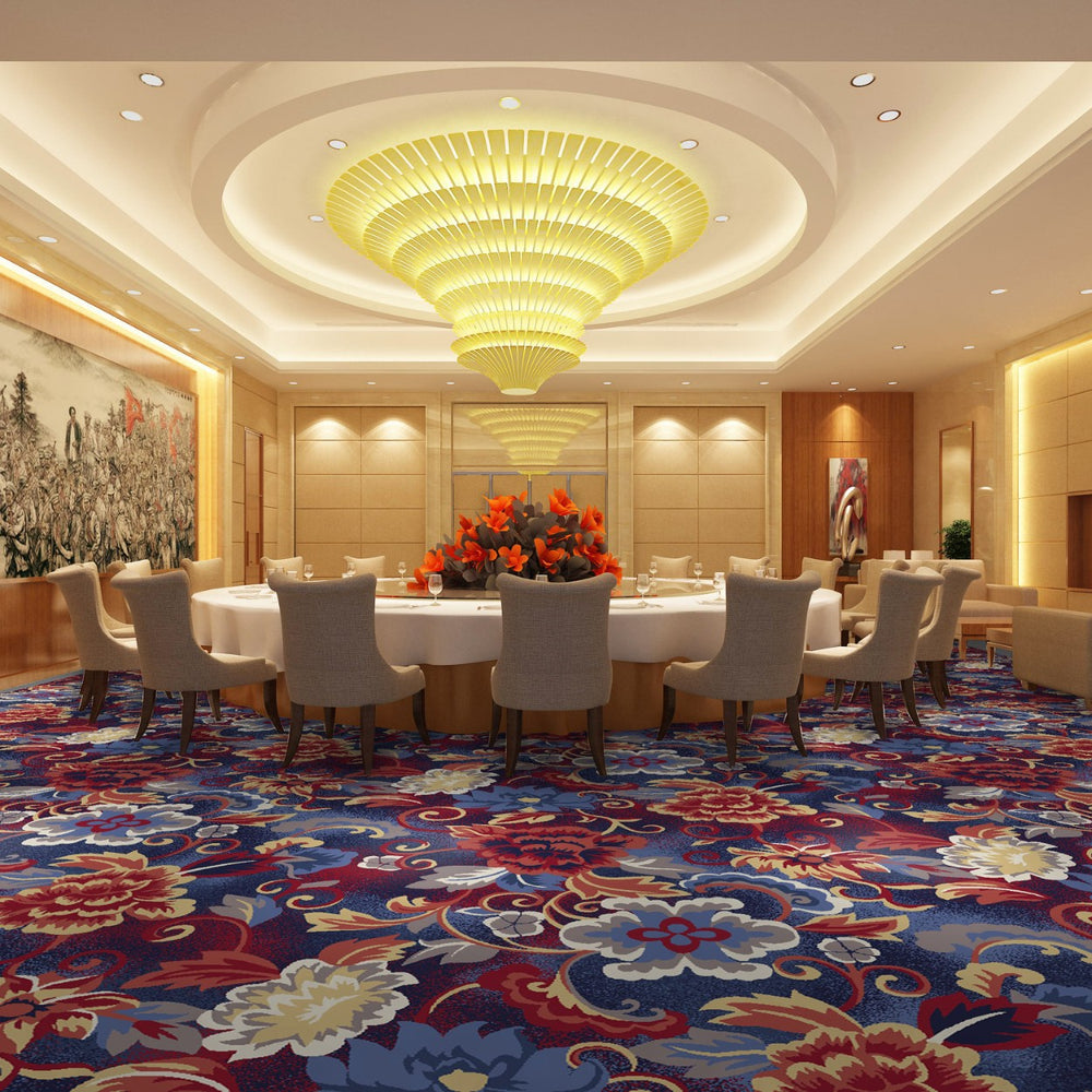 Acmest carpet: custom-made, full-coverage, wool and nylon, flame-retardant, and stain-resistant carpets for star-rated hotel guest rooms and banquet halls