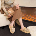 New arrivalcute bear casual slip-on loafers flats shoes non-slip toe-cap half-slippers easiest for match birkenstock women's shoes