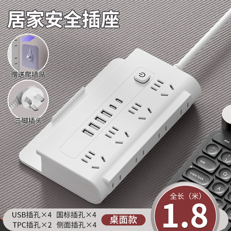 Wall-mountable power strip with multi-function stand, usb ports, and cord management – ideal for home, office, and multi-device use