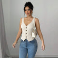 Shein independent station cross-border women's single-breasted suit vest vest retro hot girl style shortv necktops