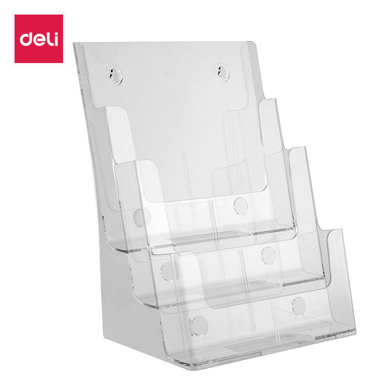 Deli 9318 display stand, three-layer A4 acrylic hanging transparent storage rack, standing storage box storage seat