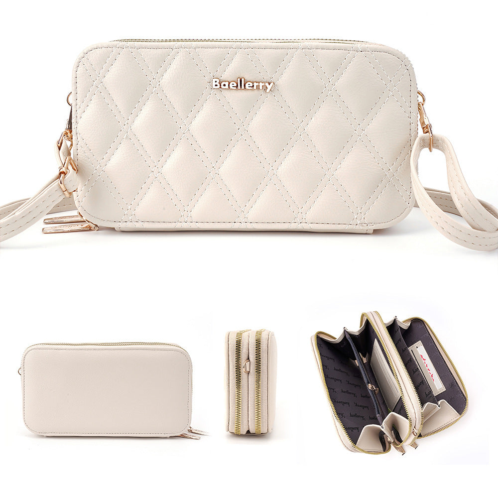 Baellerry's new women's mobile phone bag, European and American fashion plaid large-capacity zipper, single shoulder small crossbody explosion