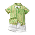 Kidsstripes short-sleeved shirt boys summer first birthday baby dress handsome flower girl overalls boy performance costume