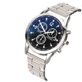 Factory direct iridescent blue light glass three-eye stainless steel watch - men's quartz watch, gift, cross-border watch for men