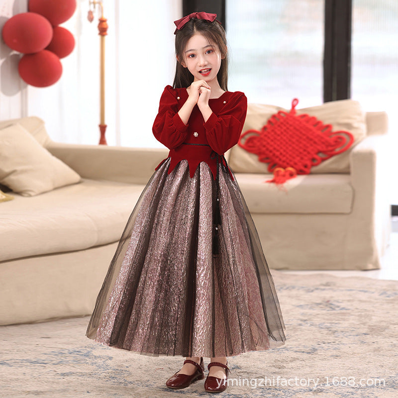 Ready-to-ship children's formal dresses, new  christmas princess dresses for girls, autumn and winter tutu skirts, halloween costumes