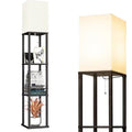 Amazon bestseller fabric lampshade floor lamp with storage shelf - bookshelf & display floor lamp - ambient floor lamp - table lamp