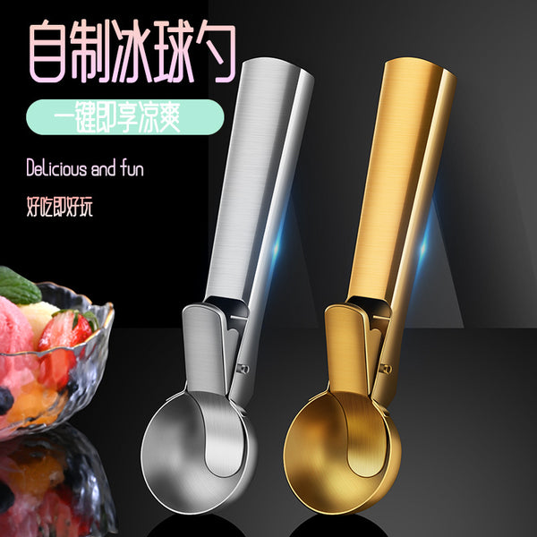 Homemade shaved ice cream round spoon Manual ice cream ball digger Fruit spoon Stainless steel round ice cream spoon Wholesale