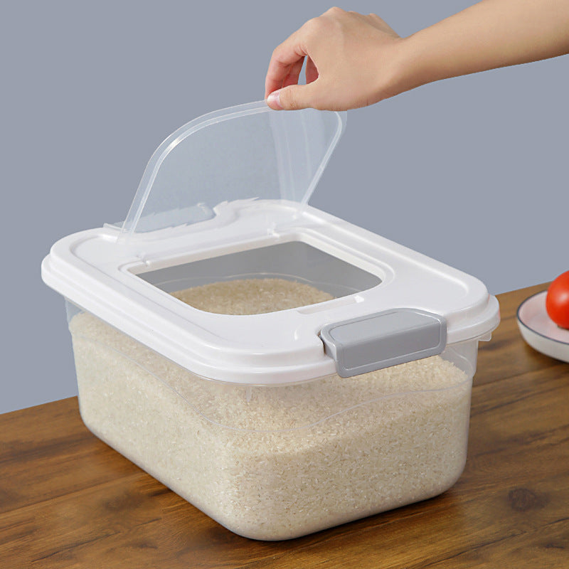 Kitchen rice storage bucket 12.5 kg Japanese sealed rice bucket Transparent household insect-proof rice box 20 kg rice tank storage bucket