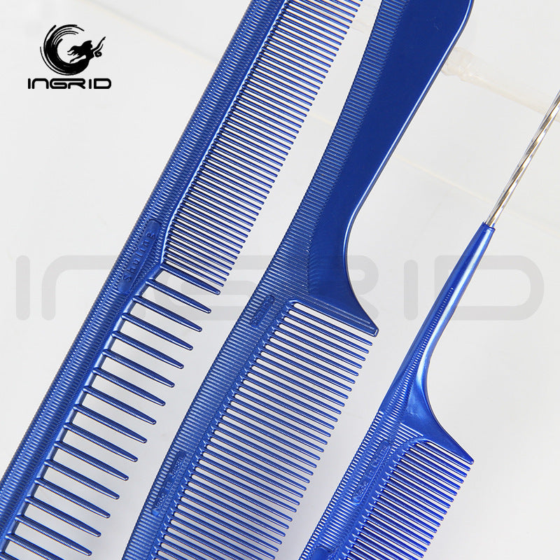 3D Blue Resin Hair Cutting Comb Double Head Hair Cutting Comb Steel Needle Tip Tail Comb High Temperature Resistant Anti-Static Blue Hair Cutting Series