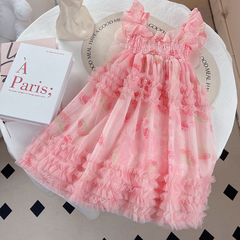 Girls' summer dress - butterfly fairy tutu dress for little girls - mesh princess dress