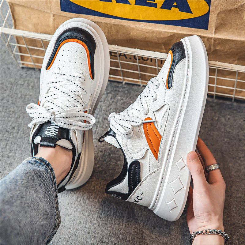 Men's spring trendy versatile low-top casual sneakers, student sports thick-soled height-increasing white trendy shoes, popular online bestseller