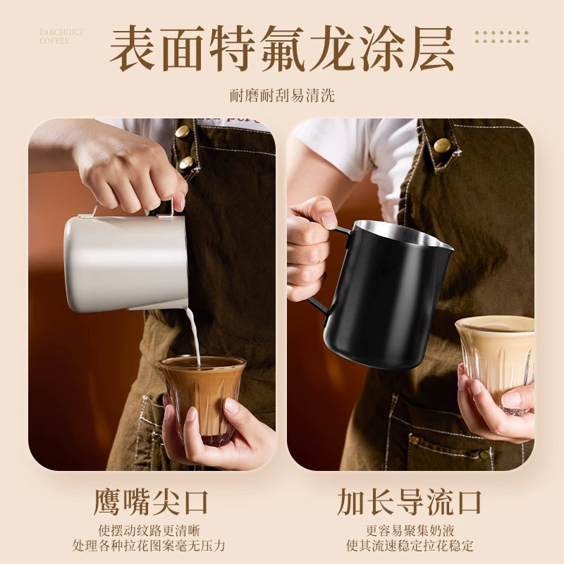 304 stainless steel tip latte art cup with scale italian latte art cylinder milk frother coffee utensils milk jug milk foam